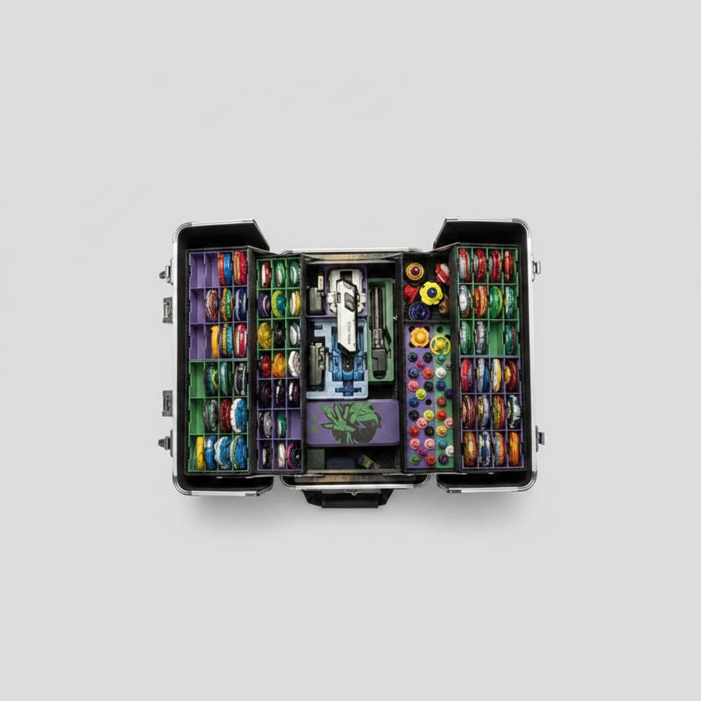 Case da Torneo Beyblade X Large - vista aperta con contenuto